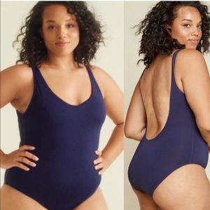 Andie The Ibiza—Flat Navy blue one piece swimsuit size Large NWOT